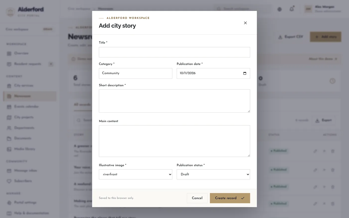 Content editor dialog